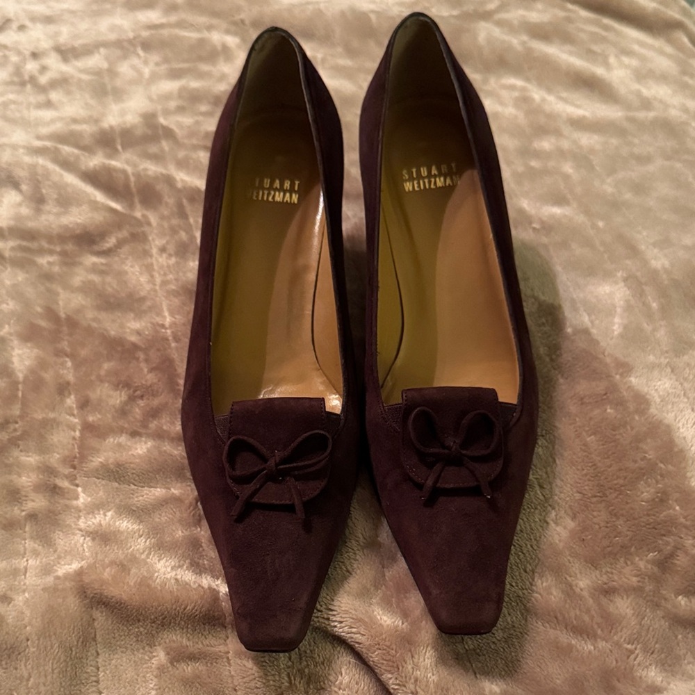 Stuart Weitzman Dark Brown Suede Flats